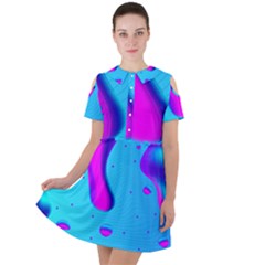 Liquid Abstract Modern Design Short Sleeve Shoulder Cut Out Dress 