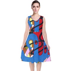 Creativeness Art Illustration V-neck Midi Sleeveless Dress  by Pakrebo