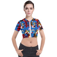 Creativeness Art Illustration Short Sleeve Cropped Jacket