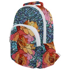 Pattern Rose Yellow Background Rounded Multi Pocket Backpack