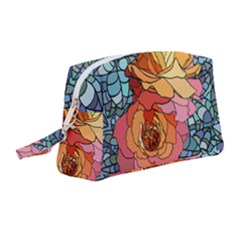 Pattern Rose Yellow Background Wristlet Pouch Bag (medium)