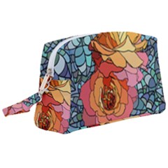 Pattern Rose Yellow Background Wristlet Pouch Bag (large)