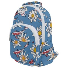 Koi Pattern Japanese Background Rounded Multi Pocket Backpack