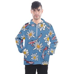 Koi Pattern Japanese Background Men s Half Zip Pullover