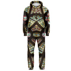 Church Window Rosette Glass Window Hooded Jumpsuit (men)  by Pakrebo