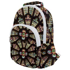 Church Window Rosette Glass Window Rounded Multi Pocket Backpack