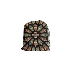 Church Window Rosette Glass Window Drawstring Pouch (xs) by Pakrebo