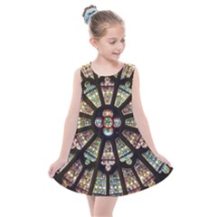 Church Window Rosette Glass Window Kids  Summer Dress by Pakrebo