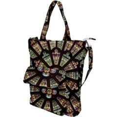 Church Window Rosette Glass Window Shoulder Tote Bag by Pakrebo