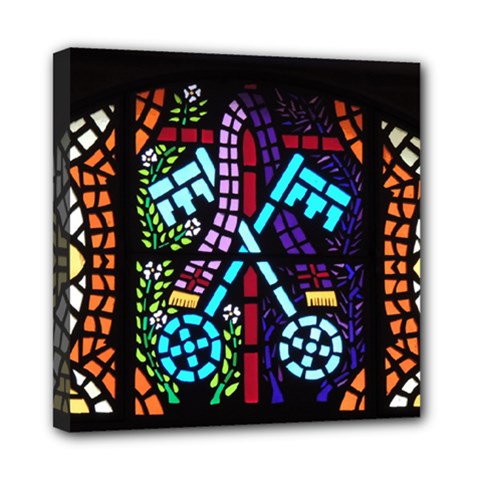 Mosaic Window Rosette Church Glass Mini Canvas 8  X 8  (stretched) by Pakrebo