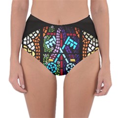 Mosaic Window Rosette Church Glass Reversible High-waist Bikini Bottoms by Pakrebo