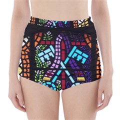 Mosaic Window Rosette Church Glass High-waisted Bikini Bottoms by Pakrebo