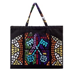 Mosaic Window Rosette Church Glass Zipper Large Tote Bag by Pakrebo