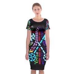 Mosaic Window Rosette Church Glass Classic Short Sleeve Midi Dress