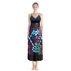 Mosaic Window Rosette Church Glass Button Up Chiffon Maxi Dress by Pakrebo