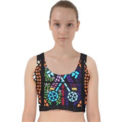 Mosaic Window Rosette Church Glass Velvet Racer Back Crop Top by Pakrebo