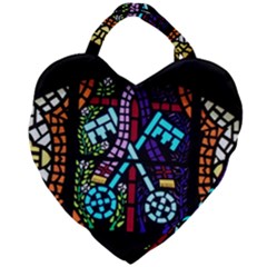 Mosaic Window Rosette Church Glass Giant Heart Shaped Tote by Pakrebo