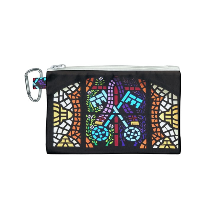 Mosaic Window Rosette Church Glass Canvas Cosmetic Bag (Small)