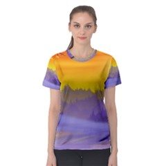 Vector Illustration Winter Sunset Women s Sport Mesh Tee