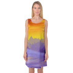 Vector Illustration Winter Sunset Sleeveless Satin Nightdress by Pakrebo