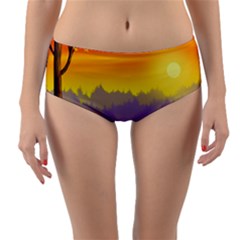 Vector Illustration Winter Sunset Reversible Mid-waist Bikini Bottoms by Pakrebo