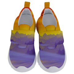 Vector Illustration Winter Sunset Kids  Velcro No Lace Shoes by Pakrebo