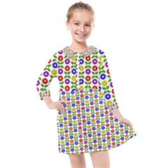 Flowers Colors Colorful Flowering Kids  Quarter Sleeve Shirt Dress by Pakrebo