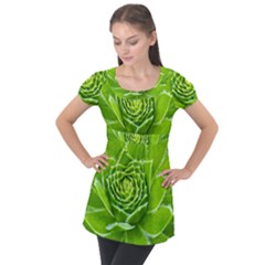 Wurz Houseleek Turmeric Plant Puff Sleeve Tunic Top