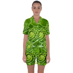 Wurz Houseleek Turmeric Plant Satin Short Sleeve Pyjamas Set by Pakrebo