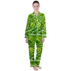 Wurz Houseleek Turmeric Plant Satin Long Sleeve Pyjamas Set by Pakrebo