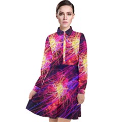 Abstract Cosmos Space Particle Long Sleeve Chiffon Shirt Dress by Pakrebo