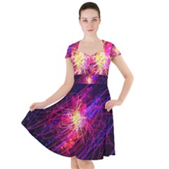 Abstract Cosmos Space Particle Cap Sleeve Midi Dress by Pakrebo