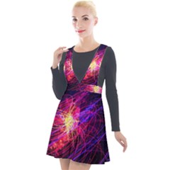 Abstract Cosmos Space Particle Plunge Pinafore Velour Dress by Pakrebo