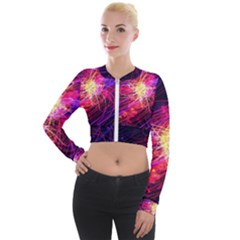 Abstract Cosmos Space Particle Long Sleeve Cropped Velvet Jacket