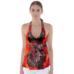 Ornamental Poppies Half Rosette Plant Babydoll Tankini Top by Pakrebo