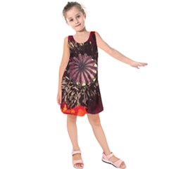 Ornamental Poppies Half Rosette Plant Kids  Sleeveless Dress