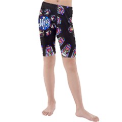 Rosette Stained Glass Window Church Kids  Mid Length Swim Shorts