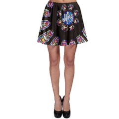 Rosette Stained Glass Window Church Skater Skirt by Pakrebo