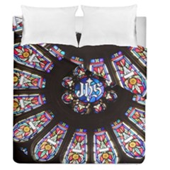 Rosette Stained Glass Window Church Duvet Cover Double Side (queen Size) by Pakrebo