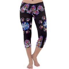 Rosette Stained Glass Window Church Capri Yoga Leggings by Pakrebo