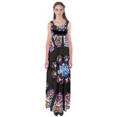 Rosette Stained Glass Window Church Empire Waist Maxi Dress