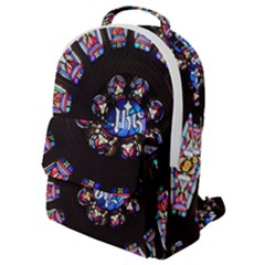 Rosette Stained Glass Window Church Flap Pocket Backpack (small)