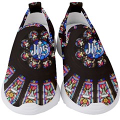 Rosette Stained Glass Window Church Kids  Slip On Sneakers