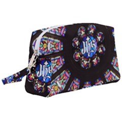 Rosette Stained Glass Window Church Wristlet Pouch Bag (large)