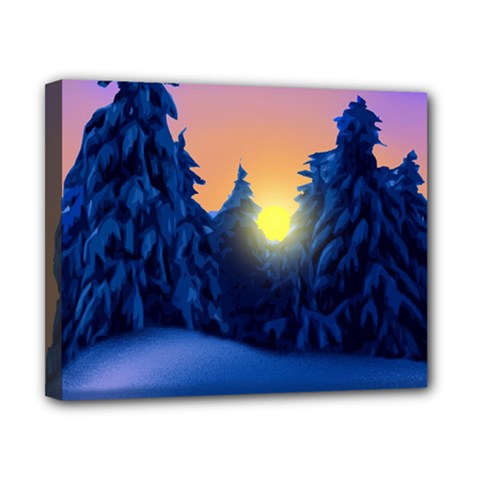 Illustration Vector Winter Sunset Canvas 10  X 8  (stretched)