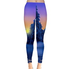 Illustration Vector Winter Sunset Leggings 