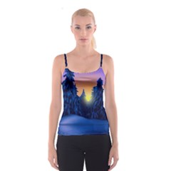 Illustration Vector Winter Sunset Spaghetti Strap Top