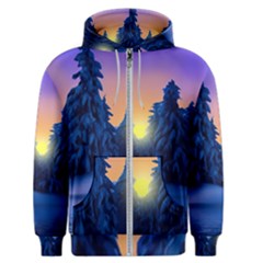 Illustration Vector Winter Sunset Men s Zipper Hoodie by Pakrebo