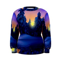 Illustration Vector Winter Sunset Women s Sweatshirt by Pakrebo