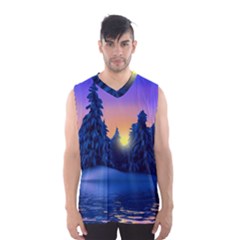 Illustration Vector Winter Sunset Men s Basketball Tank Top